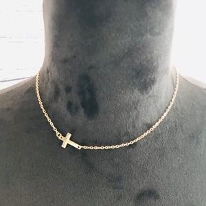 Gold Plated Cross Clavicle Chain Choker Necklace